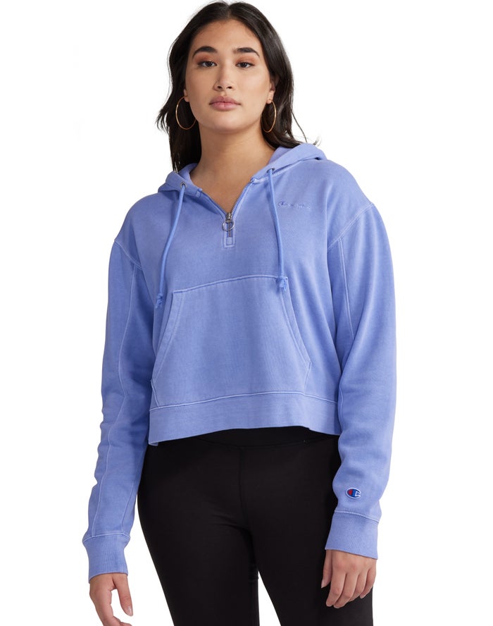 Sudadera Con Capucha Champion Mujer - Lightweight Fleece 1/2 Zip ( Azules ) 0147382-JX